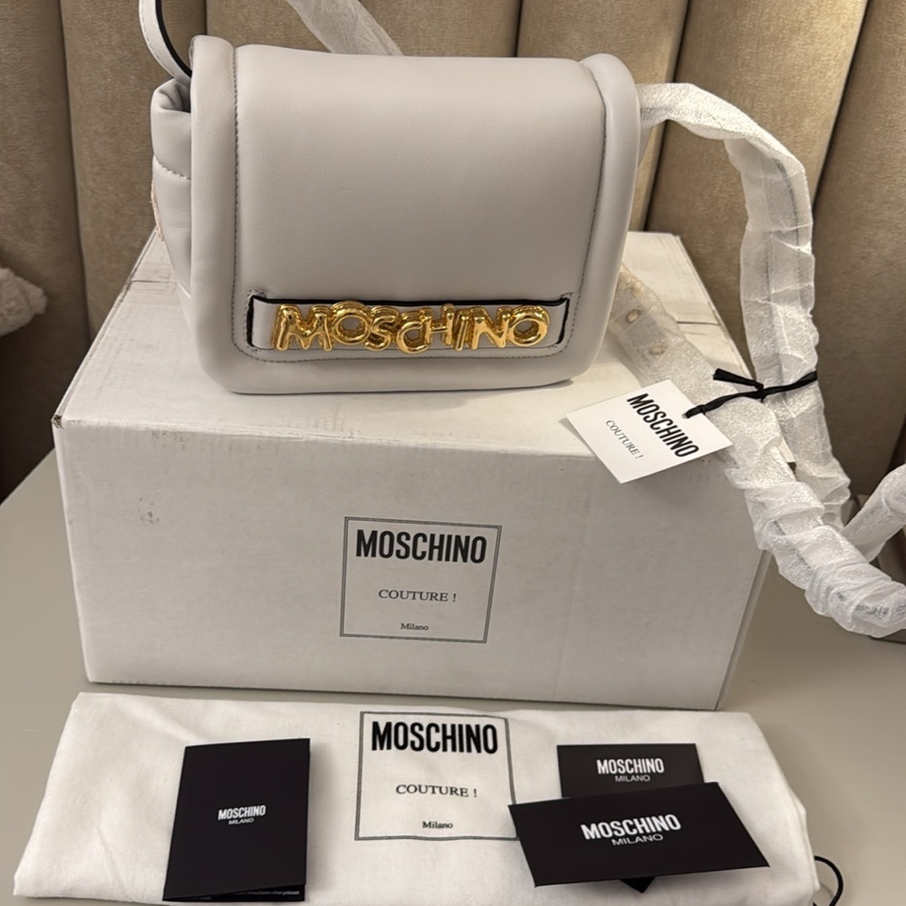 MOSCHINO LEATHER LOGO CROSSBODY BAG